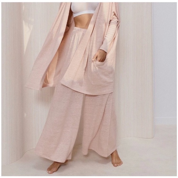 Lunya Linen Knit Dusty Rose Cardigan Open Front OS Lightweight Minimalist Cozy - Picture 4 of 11